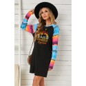 Black THE BEST DADS HAVE Daughters WHO RIDE Horses Serape Sleeve Patchwork Short Dress