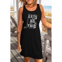 Black Lets Do This Ice Hockey Print Sleeveless T Shirt Dress