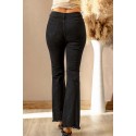 Black Sunflower Patchwork Raw Hem High Rise Flare Jeans