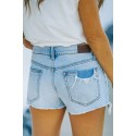 Sky Blue Bee Kind Sunflower Animal Print High Waist Denim Shorts