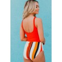 Sunflower Striped Print High Waist Tankini Swimwear