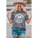 Gray Local Letter Animal Print Short Sleeve Graphic Tee