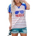 AMERICA Flag Sunglass Graphic Print Short Sleeve Tee