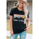 Black Take A Hike Graphic Printed Short Sleeve Top